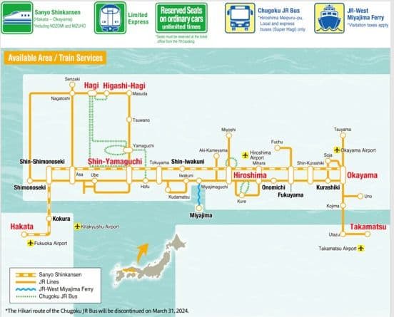 Jr West-Okayama-Hiroshima-Yamaguchi Area Pass